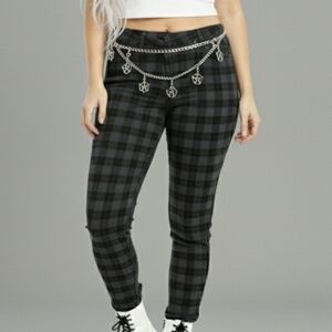 Torrid Black & Gray Plaid  Preppy Casual Goth Skinny Jeans Plus Size 14